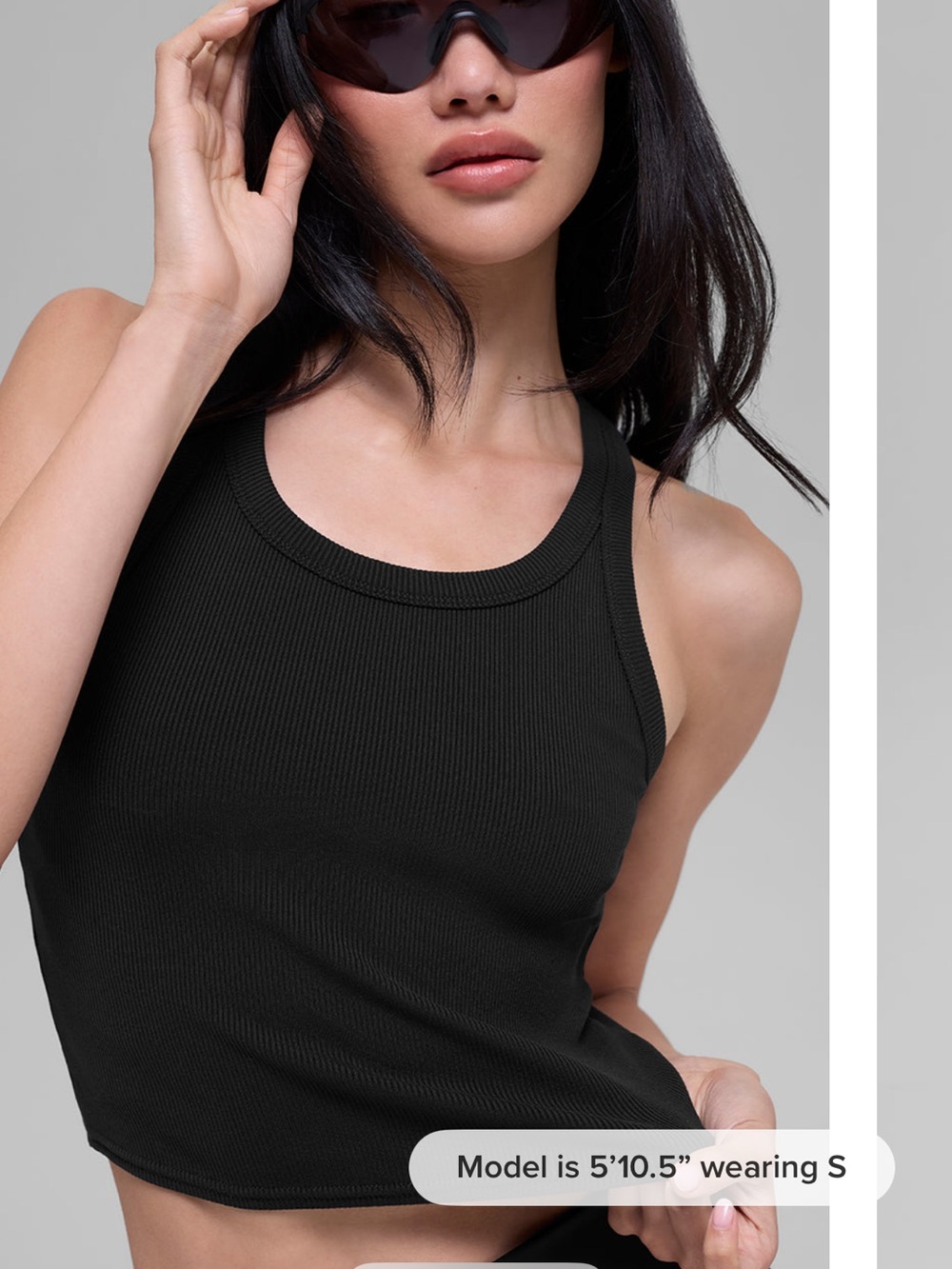 ALO goddess ribbed go to tank - black